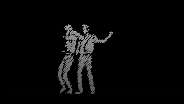 Hand drawn Boy and Girl Dancing to hip hop music