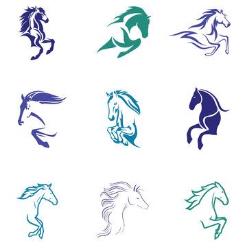 set of horse icon set, horse, silhouette, animal, vector, illustration, icon, wild, running, farm, animals, set, black, stallion, nature, race, dog, mammal, pet, pony, collection, wildlife, tail, west