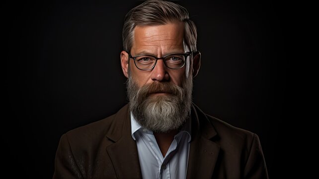 a bearded middle-aged man in glasses, gazing at the camera with a serious and composed expression. The image reflects the confidence and maturity of a seasoned professional.