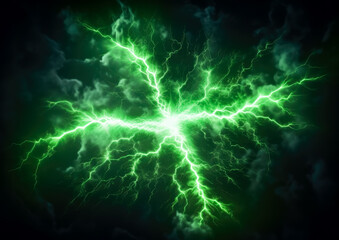 Green static electricity background, abstract green static electricity, energy-charged, vivid energy explosions, green energy galaxy explosion Fx. 