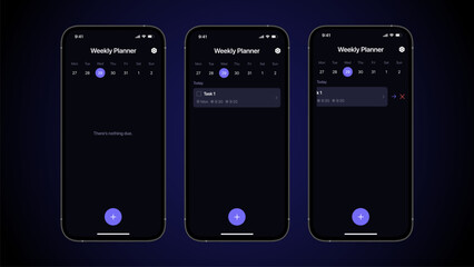 iOS To Do App UI Concept. iPhone Weekly Planner App, Task Tracker