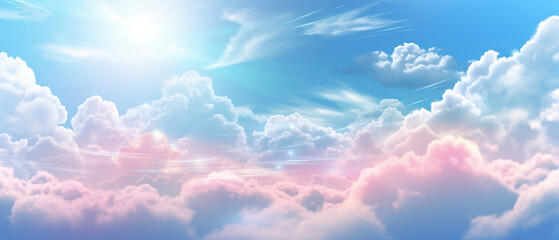 Niebiańskie tło - przestrzeń powietrzna z delikatnymi chmurami i obłokami.