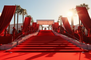 Cannes red carpet - 3D. Generative AI - obrazy, fototapety, plakaty