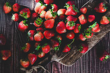 ripe freshly harvested organic strawberries ready to eat.