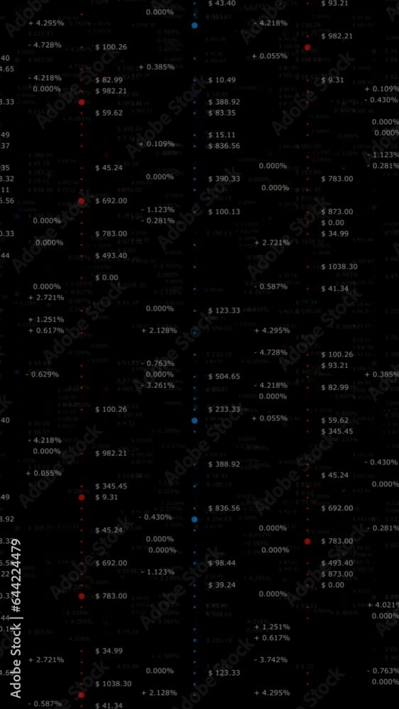 Poster dynamic business numerical currency data table vertical animation background.
