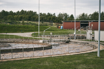 Urban Wastewater Filtration and Purification. Modern Water Treatment and Bioenergy Facility Sewer station. Liquid waste aeration.