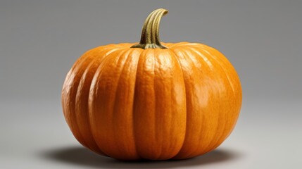 Pumpkin on grey background. Halloween concept with a copy space.