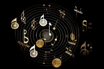 Symbols depicting sounds, tempo, and volume in a musical composition. Generative AI