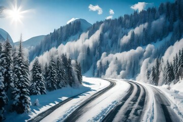 Mountain Road In Winter 