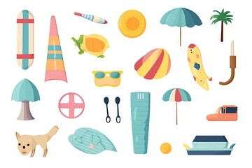 summer items isolated. Childs beach staff