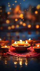 Many candles lights celebrate Indian Holiday Diwali. AI Generative