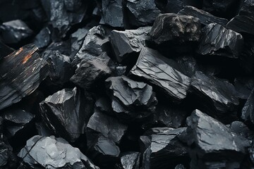 Close-up of a pile of black coal. Abundant mineral resources. Generative AI