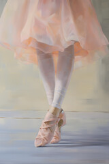 Beautiful painting of ballerina shoes, ballet dancer legs