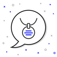 Line Collar with name tag icon isolated on white background. Simple supplies for domestic animal. Cat and dog care. Pet chains. Colorful outline concept. Vector