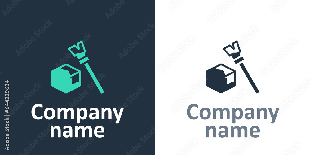 Poster logotype isometric cube icon isolated on white background. geometric cubes solid icon. 3d square sig