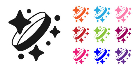 Black Diamond engagement ring icon isolated on white background. Set icons colorful. Vector