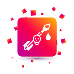 White Poison on the arrow icon isolated on white background. Poisoned arrow. Square color button. Vector