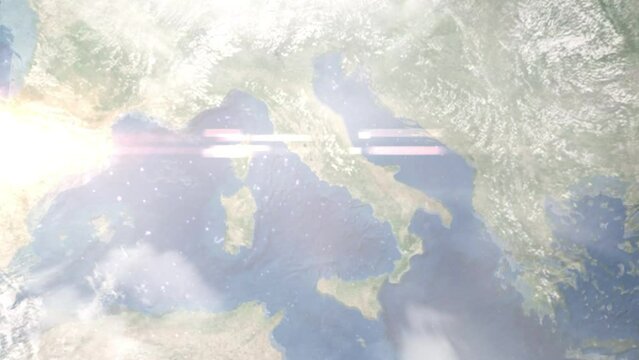 Zoom in from space and focus on Anzio, Italy. 3D Animation. Background for travel intro. Elements of this image furnished by NASA	