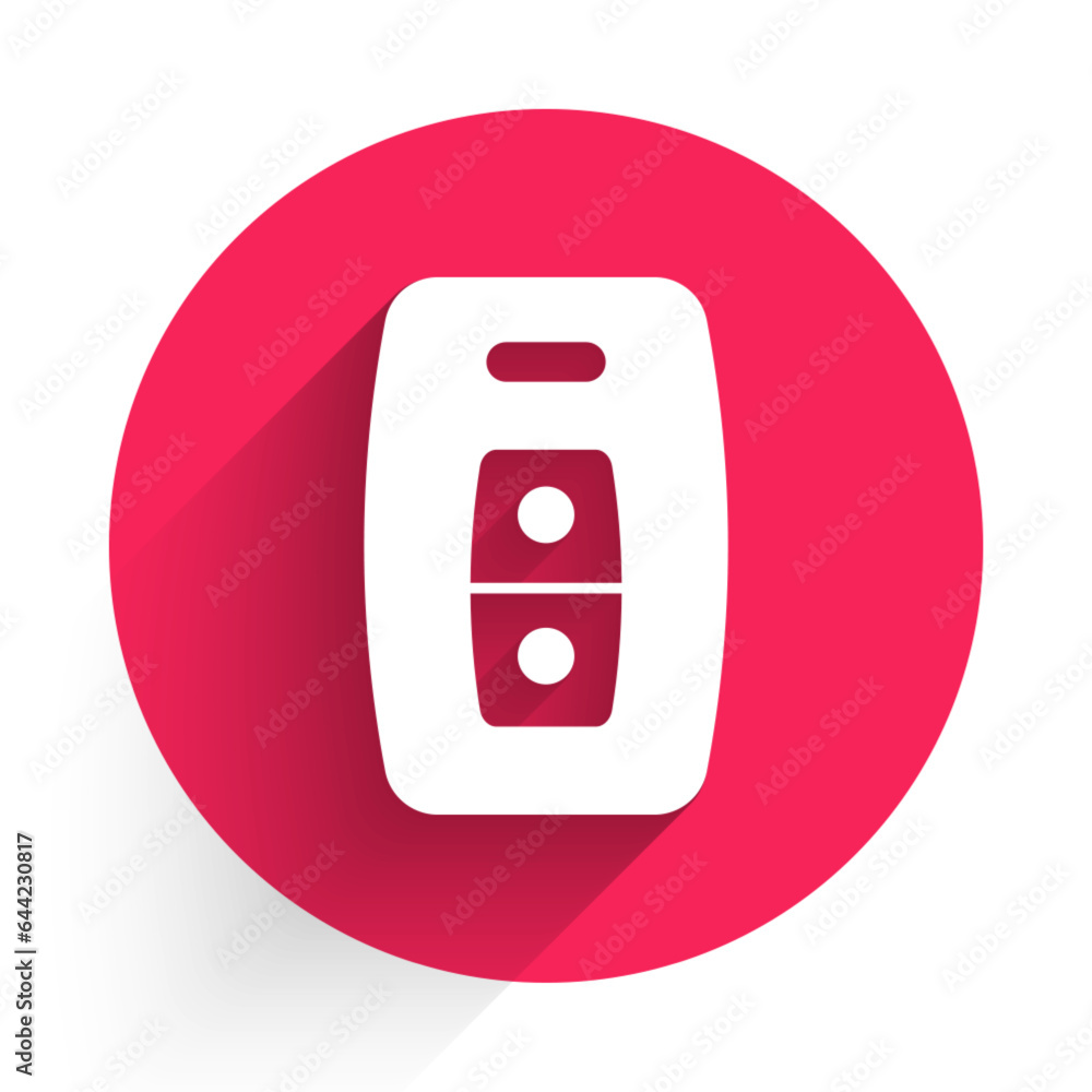 Aufkleber white car key with remote icon isolated with long shadow background. car key and alarm system. red c