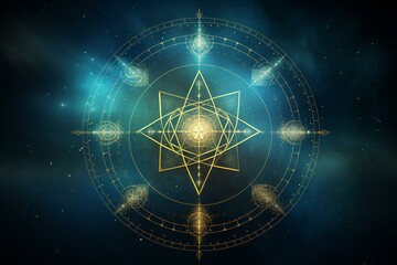Background with sacred geometry symbols and religious elements. Generative AI