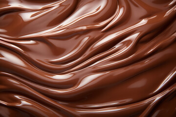Full frame closeup background of delicious sweet melted chocolate glaze texture on top of cake