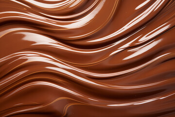 Full frame closeup background of delicious sweet melted chocolate glaze texture on top of cake