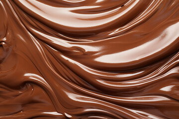 Full frame closeup background of delicious sweet melted chocolate glaze texture on top of cake