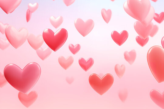 pink hearts floating in the air over colorful background, in the style of animated gifs, delicate paper cutouts, soft sculptures - Powered by Adobe