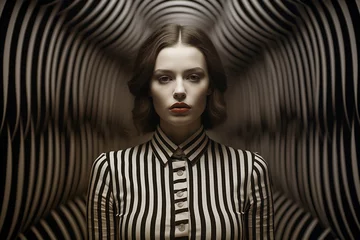 Papier peint photo  Woman in a tunnel, hypnosis spiral, manipulation by media, optical illusion, influence and trance  © Berit Kessler