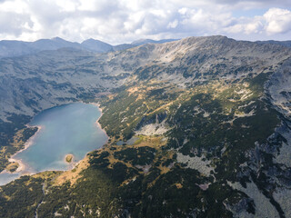 Aerial view of The Stinky Lake, Rila mountain, Bulgaria