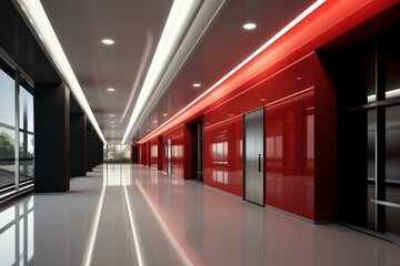 Modern office building hallway. Generative AI