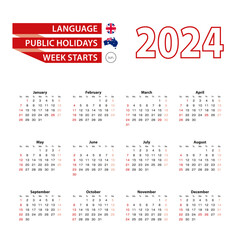 Calendar 2024 in English language with public holidays the country of Australia in year 2024.