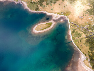 Aerial view of The Stinky Lake, Rila mountain, Bulgaria