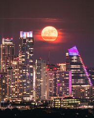 Full Moon over the city. Austin. Texas.