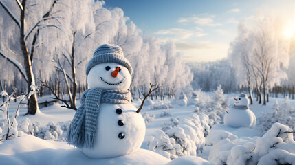 Obraz premium Snowman on the street