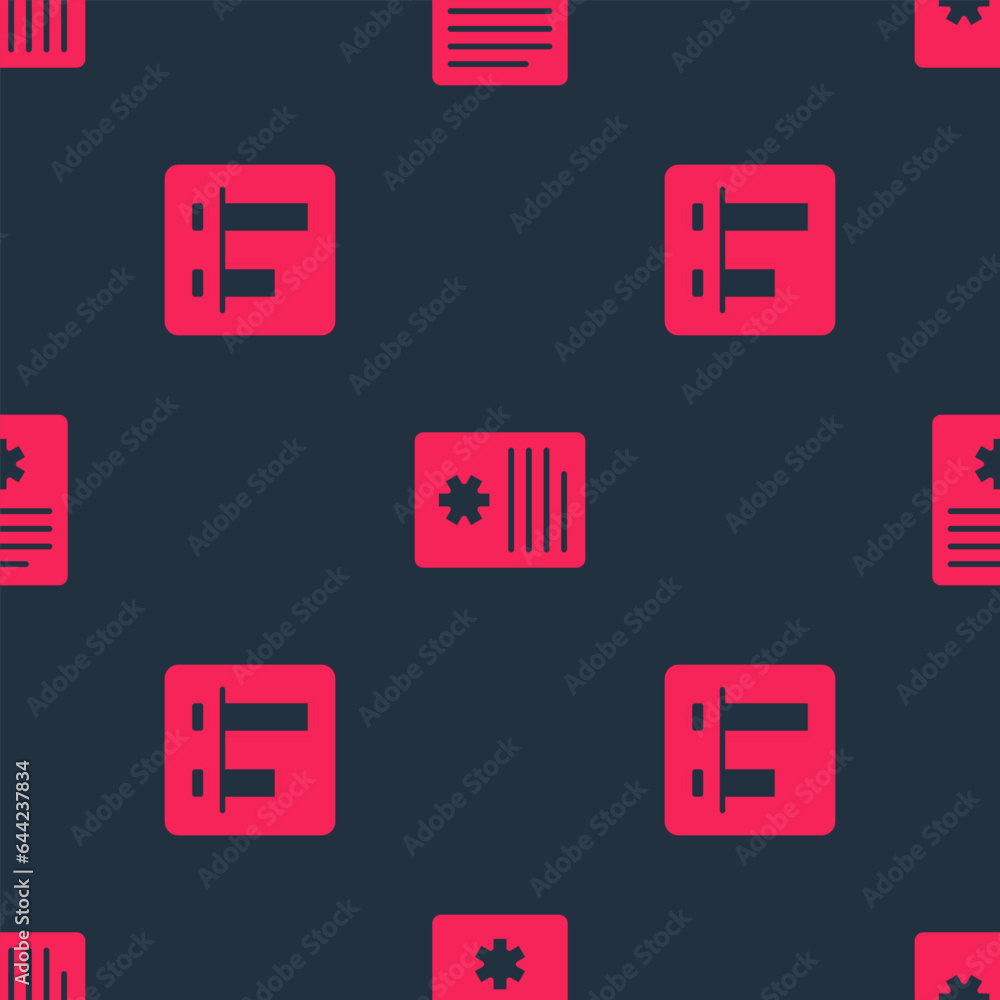 Poster set graph chart infographic and patient record on seamless pattern. vector