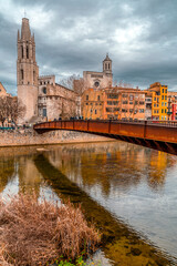 Exterior view of the Church of San Felix or Sant Feliu in Girona, Spain