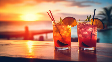 cocktails on a tropical beach