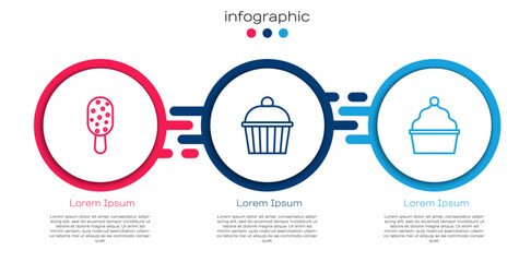 Set line Ice cream, Cake and . Business infographic template. Vector