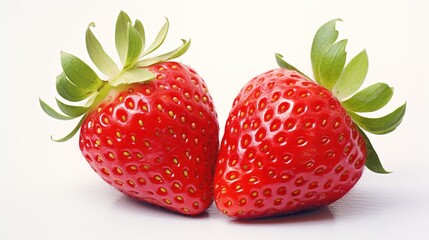 red strawberries with white background