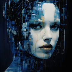 Cyber woman futuristic portrait