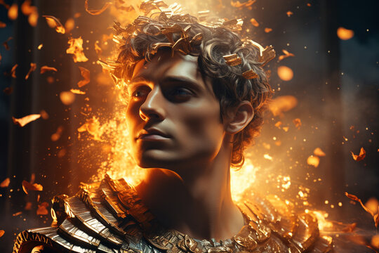 Apollon - in Greek and Roman mythology, the god of light, radiant, shining, patron of the arts. One of 12 supreme Olympic gods who live on Olympus, the Greek gods