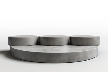3d Six Grey Empty Concrete Podium Isolated On White Background, 3d illustration High quality photo