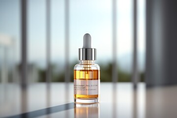 3d White Blank Cosmetic Oil Dropper Bottle With Cap, Serum Dropper Packaging Mockup, 3d Illustration High quality photo