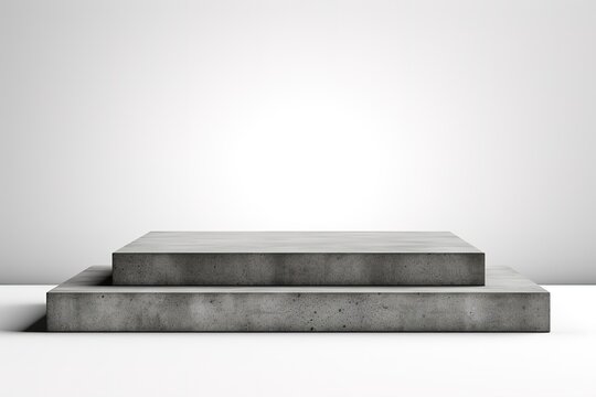 3d Six Grey Empty Concrete Podium Isolated On White Background, 3d illustration High quality photo