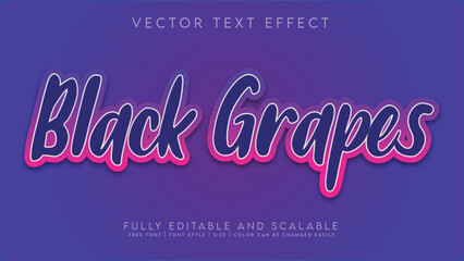 3D Vector Fully Editable and Scalable Text Effect (Black Grapes)