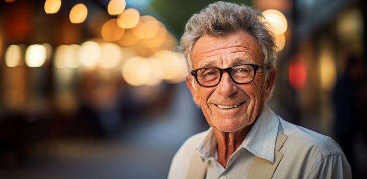 Beautiful Gorgeous Mid Age  Elderly Senior Model Man With Grey Hair Laughing And Smiling. Mature Old Lady Close Up Portrait