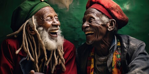 Two men with dreadlocks are laughing and laughing, AI