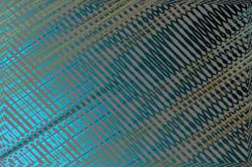 Gray stripes against azure brilliant backdrop. Abstract background with the shiny cross wavy lines.