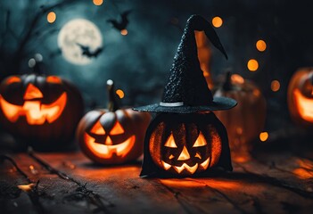 Fototapeta premium halloween pumpkin with bats